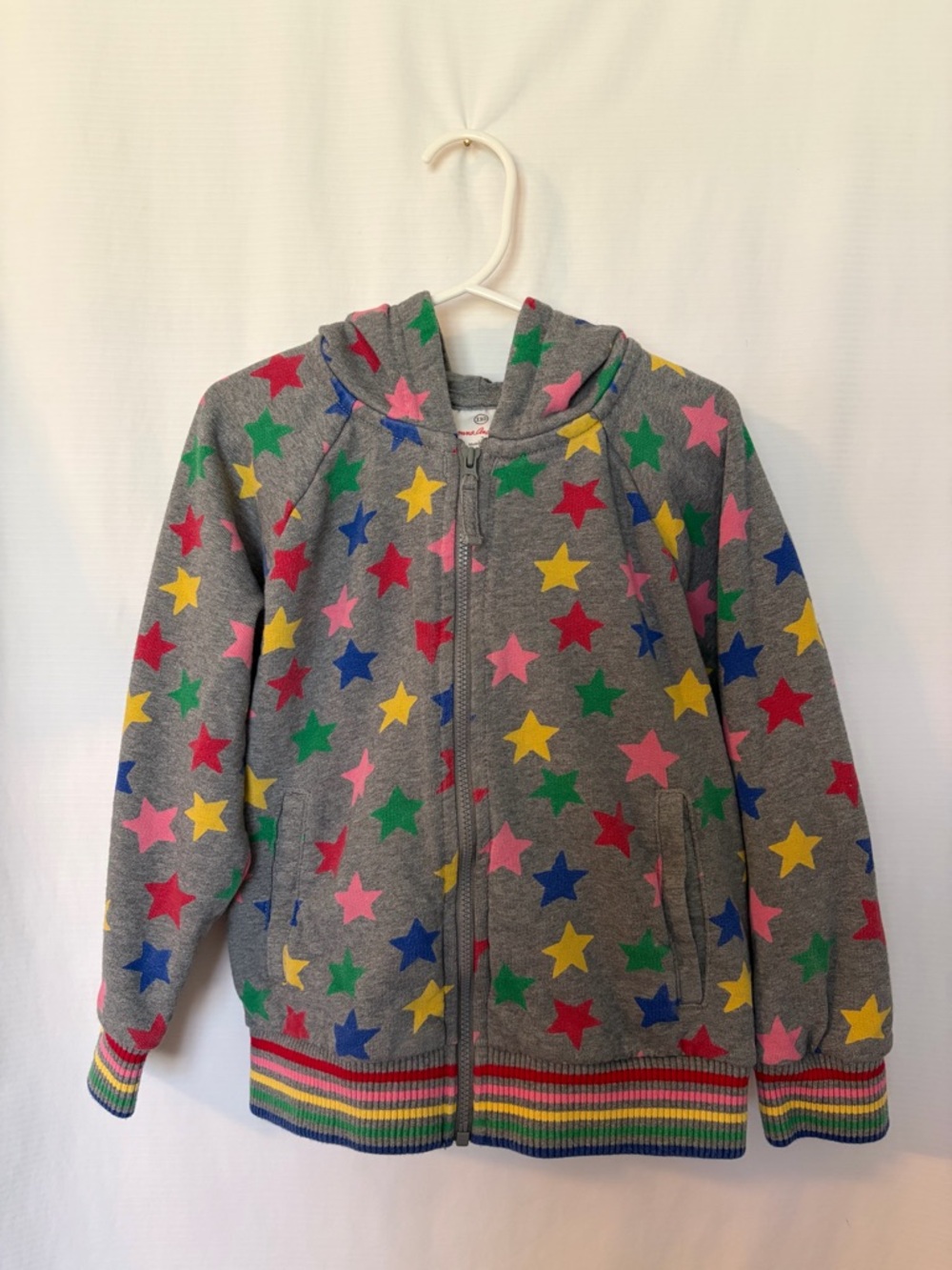 Hanna Andersson Gray Zip Hoodie with Multicolor Stars